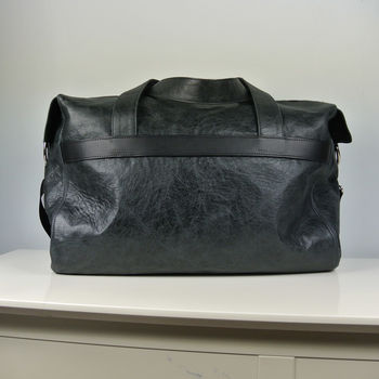 Handcrafted Black Leather Travel Bag, 3 of 8