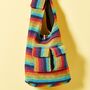 Handmade Bohemian Rainbow Stripe Shoulder Bag, thumbnail 1 of 6