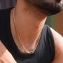 Gold Lapis Lazuli Gemstone Cuban Chain Necklace Chain For Men, thumbnail 1 of 12
