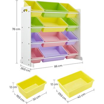 Toy Storage Unit Organiser Playroom Stand Unit Boxes, 10 of 10