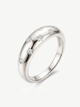Moissanite Gold Or Silver Dome Star Ring, 3 of 6