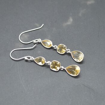 Citrine Teardrop Dangle Drop Earrings: 925 Silver, 3 of 9