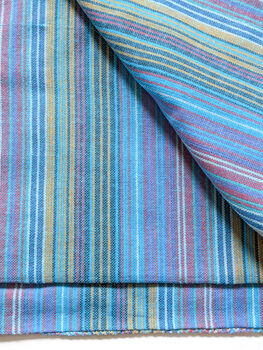 Nepali Cotton Scarf, Blue Stripes, Ethically Handmade, 5 of 10