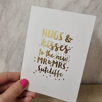 Personalised 'Hugs And Kisses To The New…' Wedding Card, 5 of 7