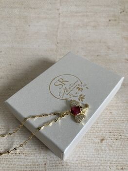 18 K Gold Plated Red Elephant Pendant Necklace, 4 of 6
