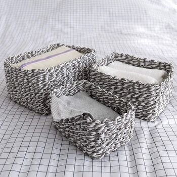 Pack Of Three Recycled Paper Rope Storage Basket, 9 of 12