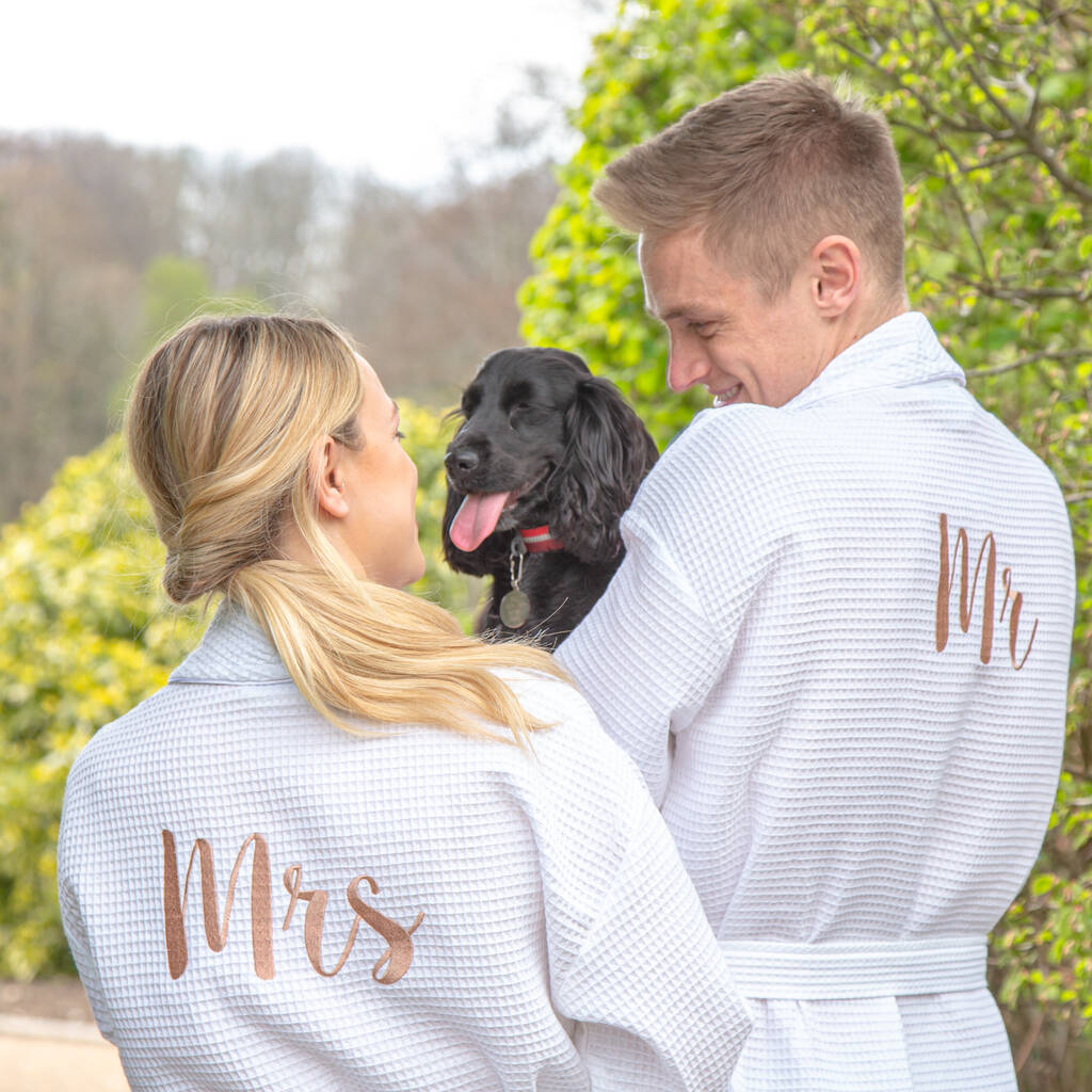 Personalised Wedding Waffle Dressing Gown With Piping By Duncan Stewart