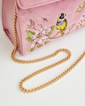 Morning Song Bird Embroidered Mini Pink Tote, 7 of 10
