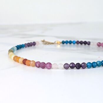 Good Vibes Rainbow Gemstone Beaded Necklace, 6mm, 5 of 11