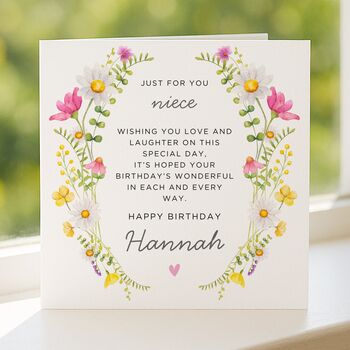 Daisy Birthday Poem Card Personalised For Niece, 5 of 7