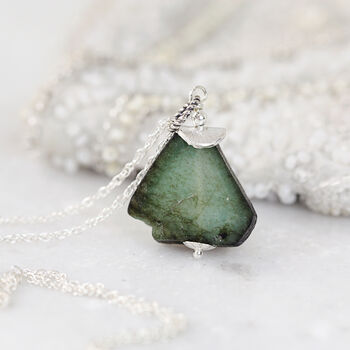 Rough Emerald Pendant Necklace, 7 of 11