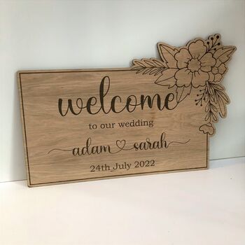 Personalised Wooden Wedding Welcome Board, 2 of 4