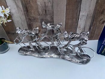 Huge 49cm Silver Cyclist Peloton Sculpture Sleek Cycling Ornament, 4 of 10
