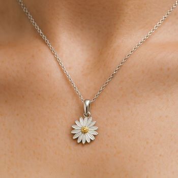 Personalised Sterling Silver April Daisy Birth Flower Necklace, 2 of 8