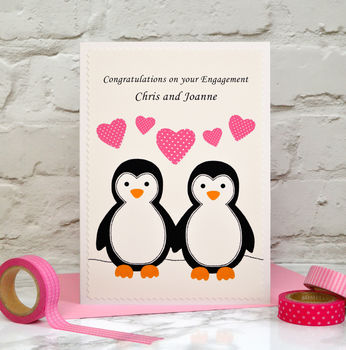 'Penguins' Personalised Engagement Card, 3 of 3