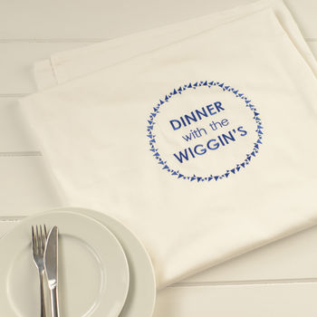 Personalised Family Table Cloth And Napkin Linen Set, 6 of 6