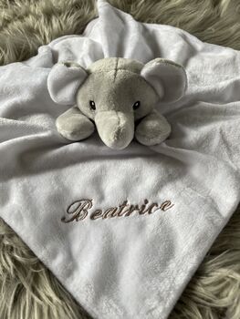 Embroidered White Baby Elephant Comforter, 5 of 5