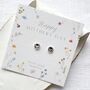 Sterling Silver Heart Stud Earrings On Floral Mother’s Day Gift Card – Jewellery Gift For Mum, thumbnail 1 of 10