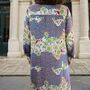 'Dawn' Buttoned Blue And Orange Mixed Floral Print Shirt Dress, thumbnail 2 of 4
