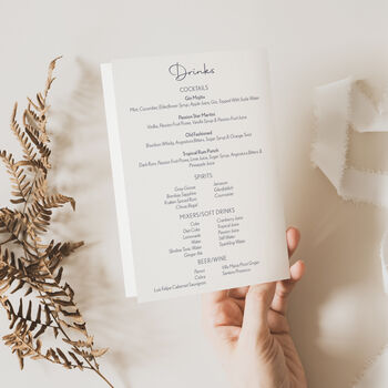 Wedding Table Menu Pink, Blue And White Florals, 3 of 4