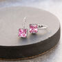Pink Crystal Encrusted Square Hoop Earrings, thumbnail 1 of 3