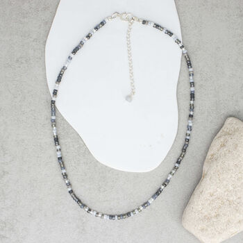 Luna 14 Inch Monochrome Seed Bead Necklace, 2 of 4