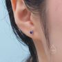 Sterling Silver Sapphire Blue Cz Internally Threaded Earrings, thumbnail 5 of 11