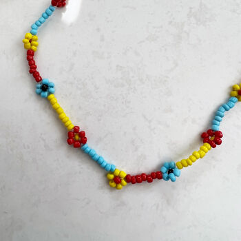 Colourful Rainbow Flower Seed Bead Necklace, 3 of 6