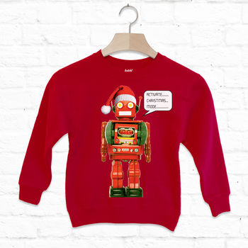 Activate Christmas Mode Kids Christmas Robot Sweatshirt, 3 of 5