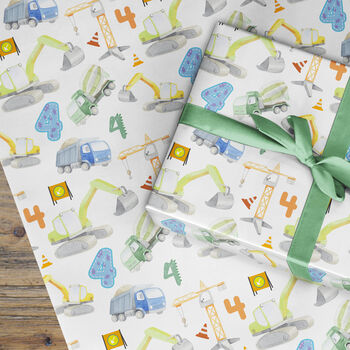 Construction Digger Wrapping Paper With Numbers, 8 of 12
