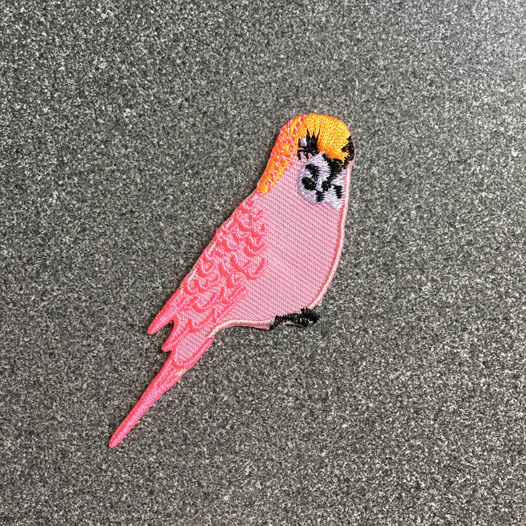 Pink Budgie Iron On Patch, 1 of 4