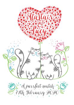 Personalised Mr And Mrs Love Cats Print, 2 of 3
