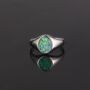 Green Opal Gemstone Silver Steel Signet Ring For Men, thumbnail 4 of 10