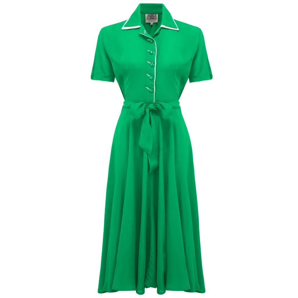 Mae Dress In Apple Green Vintage 1940s Style, 1 of 2