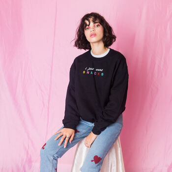 I Just Want Snacks Embroidered Sweatshirt, 4 of 11