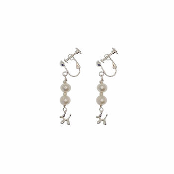 Poodle Pearl Clip On Earrings, 3 of 3