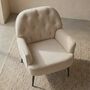 Beige Linen Tufted Armchair Living Room Comfortable, thumbnail 3 of 5