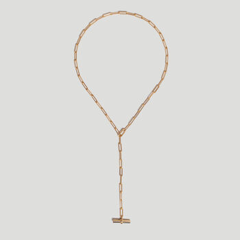 Adjustable Gold Chain T Bar Necklace In 18 K Gold Plated Sterling Silver, 2 of 9