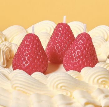 Six Red Strawberry Cake Candles, 2 of 2