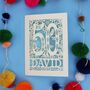 Personalised 50th Birthday Card Papercut Woodland Design, thumbnail 6 of 11