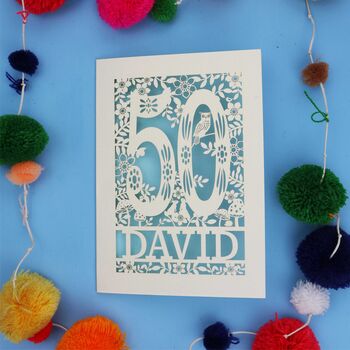 Personalised 50th Birthday Card Papercut Woodland Design, 6 of 11