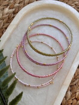 Extendable Seed Bead Stacking Bangles Pink, 2 of 3