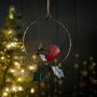 Robin And Holly Ring Hanging Christmas Decoration, thumbnail 1 of 2