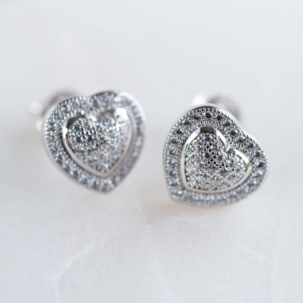 Cubic Zirconia Pave Stone Studs By Oh So Cherished | notonthehighstreet.com