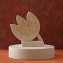 Handmade Travertine Tulip Leaf Sculpture, thumbnail 1 of 2