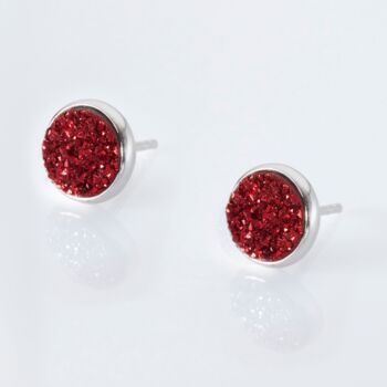 Red Druzy Round 925 Sterling Silver Studs, 2 of 3