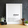 Framed Sister Definition Typography Print, thumbnail 1 of 4