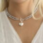 Double Strand Pearl And Silver Heart Necklace, thumbnail 9 of 11
