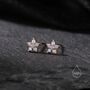 Tiny Opal Blue Forget Me Not Cz Stud Earrings, thumbnail 5 of 10