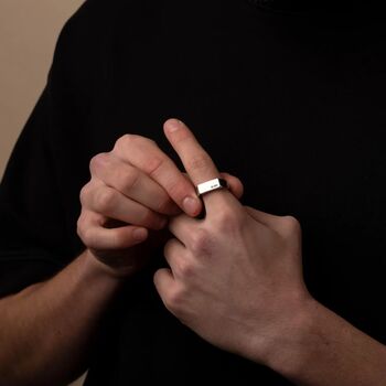 Engraved Silver Rectangle Signet Ring, 5 of 12